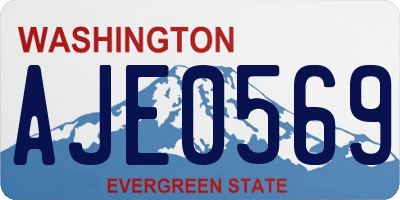 WA license plate AJE0569