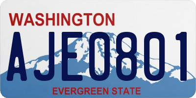 WA license plate AJE0801