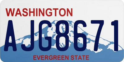 WA license plate AJG8671