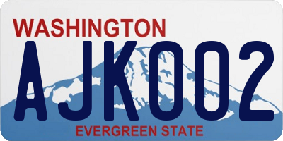 WA license plate AJK002