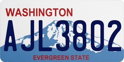 WA license plate AJL3802
