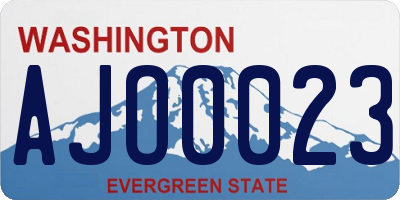 WA license plate AJO0023