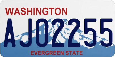WA license plate AJO2255