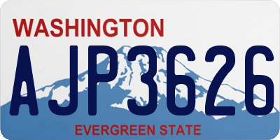 WA license plate AJP3626