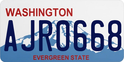 WA license plate AJR0668