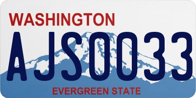 WA license plate AJS0033