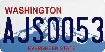 WA license plate AJS0053