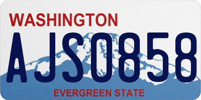 WA license plate AJS0858
