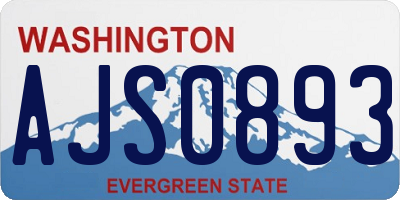 WA license plate AJS0893