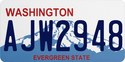 WA license plate AJW2948