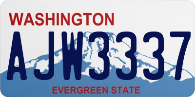 WA license plate AJW3337