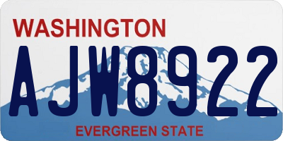 WA license plate AJW8922