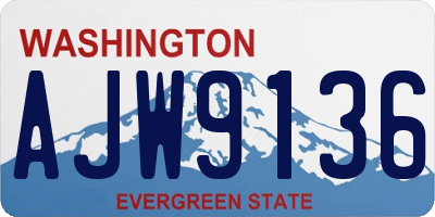 WA license plate AJW9136