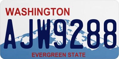 WA license plate AJW9288