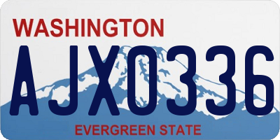 WA license plate AJX0336