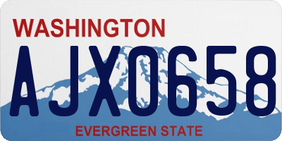 WA license plate AJX0658