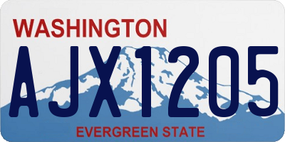 WA license plate AJX1205