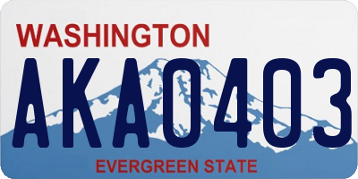 WA license plate AKA0403