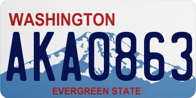WA license plate AKA0863