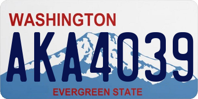WA license plate AKA4039