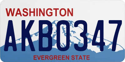WA license plate AKB0347
