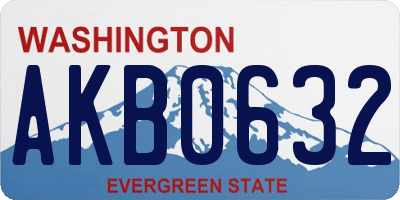 WA license plate AKB0632