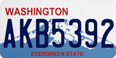 WA license plate AKB5392