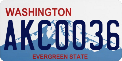 WA license plate AKC0036