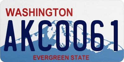 WA license plate AKC0061