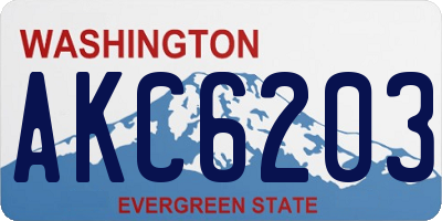 WA license plate AKC6203