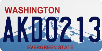WA license plate AKD0213