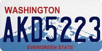 WA license plate AKD5223