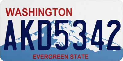 WA license plate AKD5342