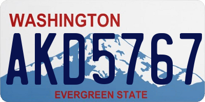 WA license plate AKD5767