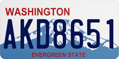 WA license plate AKD8651