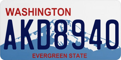WA license plate AKD8940