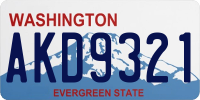 WA license plate AKD9321