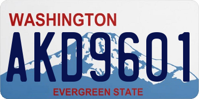 WA license plate AKD9601