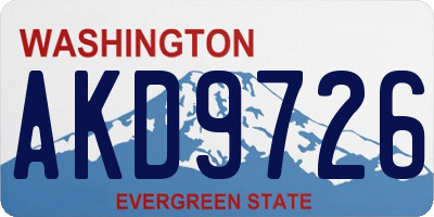 WA license plate AKD9726