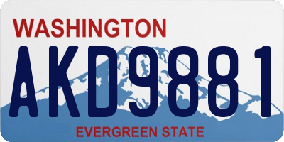 WA license plate AKD9881