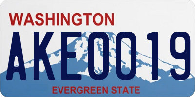WA license plate AKE0019