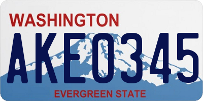 WA license plate AKE0345