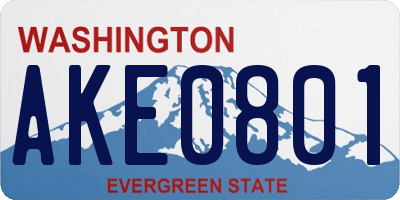 WA license plate AKE0801