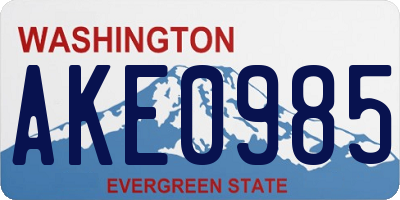 WA license plate AKE0985