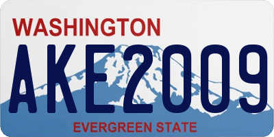 WA license plate AKE2009