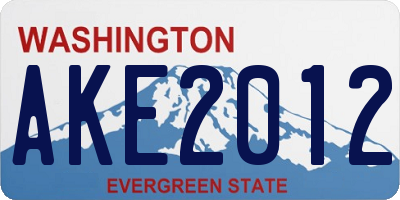 WA license plate AKE2012