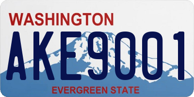 WA license plate AKE9001