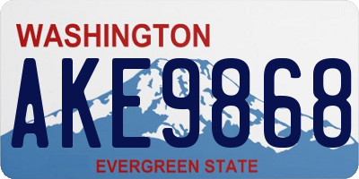 WA license plate AKE9868