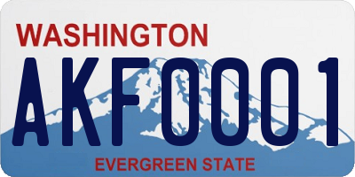 WA license plate AKF0001