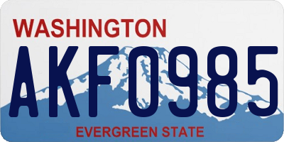 WA license plate AKF0985